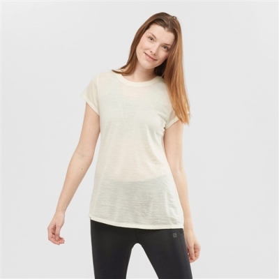 Women's Salomon OUTLIFE MERINO SS W Short Sleeve T Shirts White | US-QPXL318