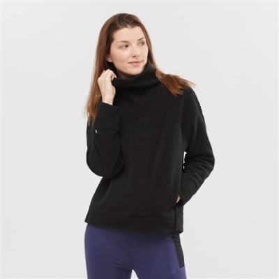 Women's Salomon OUTLIFE MIDLAYER W Crewneck Pullover Black | US-CWAE173