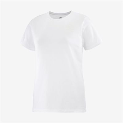 Women's Salomon OUTLIFE SMALL LOGO SS W Short Sleeve T Shirts White | US-LZNC356