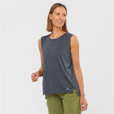 Women's Salomon OUTLINE SUMMER Tank Dark Gery | US-JATO638