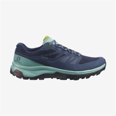 Women's Salomon OUTLINE WIDE GORE-TEX Hiking Shoes Navy | US-TAEQ764