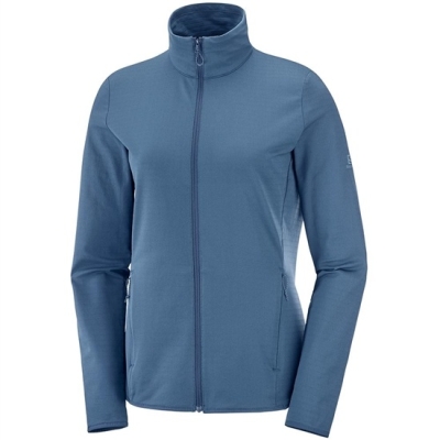 Women's Salomon OUTRACK FULL ZIP W Midlayers Dark Denim | US-LAWM297