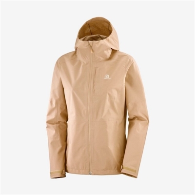 Women's Salomon OUTRACK WATERPROOF 2.5L Jackets Beige | US-JOFK972