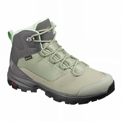 Women's Salomon OUTWARD GORE-TEX Hiking Boots Green / Grey | US-BUPE508