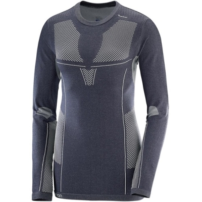 Women's Salomon PRIMO WARM LS CN W Midlayers Slategray | US-XTVF504