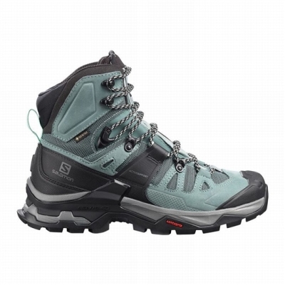 Women's Salomon QUEST 4 GORE-TEX Hiking Boots Green / Blue | US-OIGK789