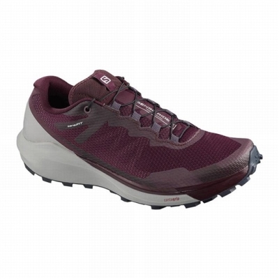 Women's Salomon SENSE RIDE 3 W Running Shoes Burgundy / Coral | US-HPWS695