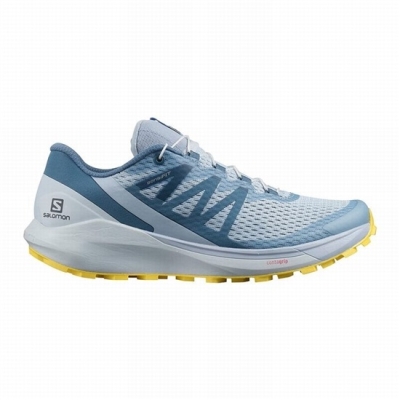 Women's Salomon SENSE RIDE 4 Trail Running Shoes Blue / Lemon | US-YBMK284