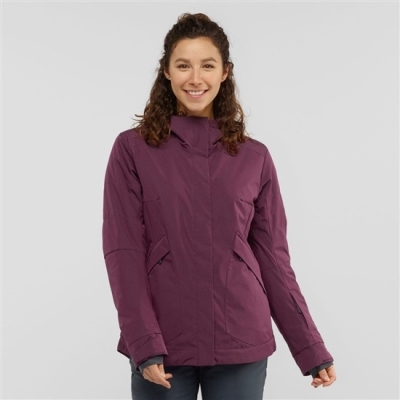 Women's Salomon SNOW REBEL Ski Jackets Burgundy | US-MWZD768