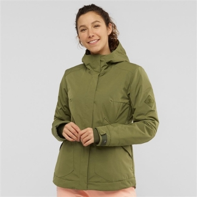 Women's Salomon SNOW REBEL Ski Jackets Olive Green | US-ZQXH120