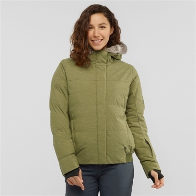 Women's Salomon SNUGGLY WARM W Ski Jackets Olive Green | US-AKBE690