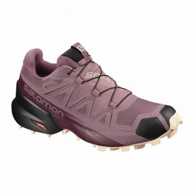 Women's Salomon SPEEDCROSS 5 GORE-TEX Trail Running Shoes Burgundy / Black | US-RCXK814