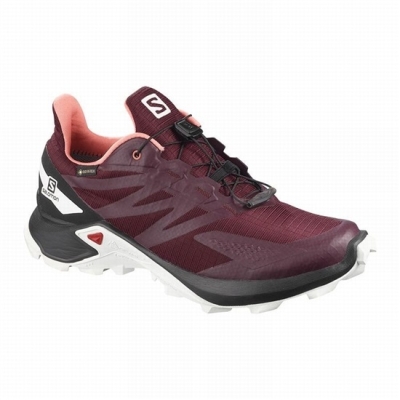 Women's Salomon SUPERCROSS BLAST GTX W Trail Running Shoes Burgundy / Black | US-LUBR036