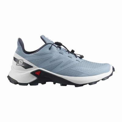 Women's Salomon SUPERCROSS BLAST W Trail Running Shoes Grey Blue / White | US-TCUK195