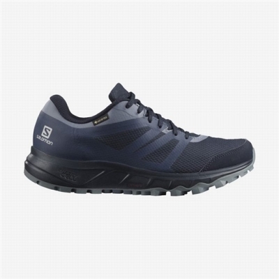 Women's Salomon TRAILSTER 2 GORE-TEX Trail Running Shoes Navy / Grey | US-TLKF602