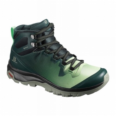 Women's Salomon VAYA MID GORE-TEX Hiking Shoes Green / Grey | US-EVHY849