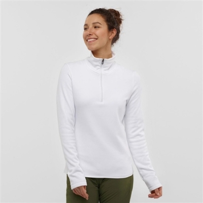 Women's Salomon WARM AMBITION HALF ZIP W Half Zip Jacket Midlayers White | US-GKWA438