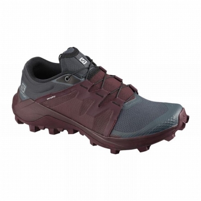 Women's Salomon WILDCROSS W Trail Running Shoes Gray / Burgundy | US-JBWL753