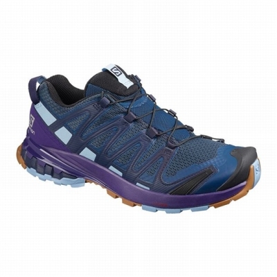 Women's Salomon XA PRO 3D V8 Hiking Shoes Navy / Purple Indigo | US-VLUC861