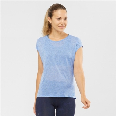 Women's Salomon XA SLEEVE TECH W Short Sleeve T Shirts Marina | US-WMRF197