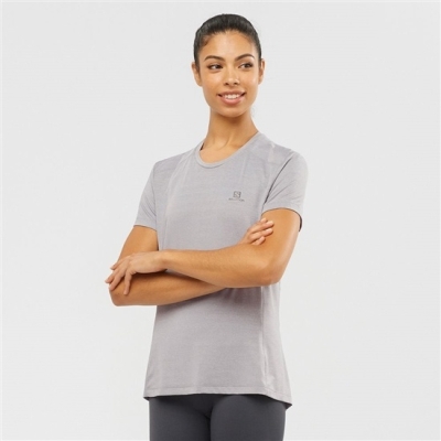 Women's Salomon XA W Short Sleeve T Shirts Grey | US-DNFU531