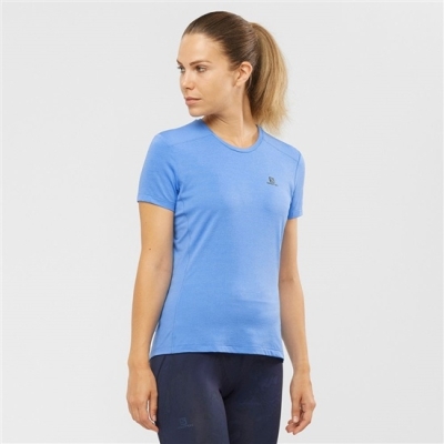 Women's Salomon XA W Short Sleeve T Shirts Marina | US-RNID821