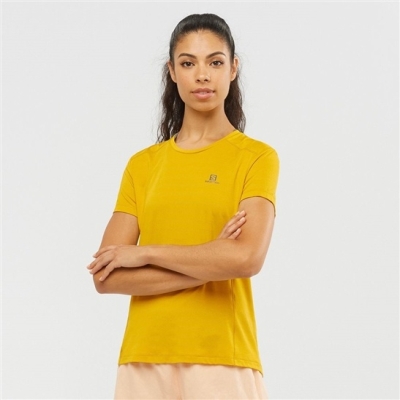 Women's Salomon XA W Short Sleeve T Shirts Yellow | US-TMNY375