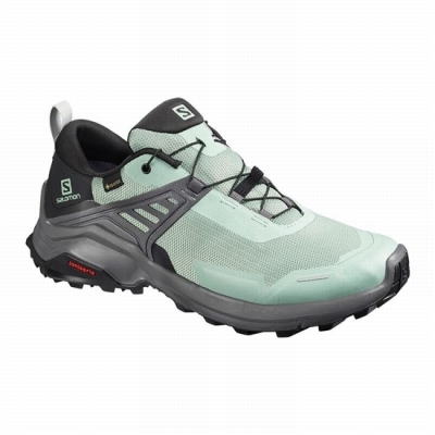 Women's Salomon X RAISE GORE-TEX Hiking Shoes Green / Black | US-VFAS657