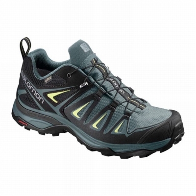 Women's Salomon X ULTRA 3 GORE-TEX Hiking Shoes Green / Black | US-SXCT280