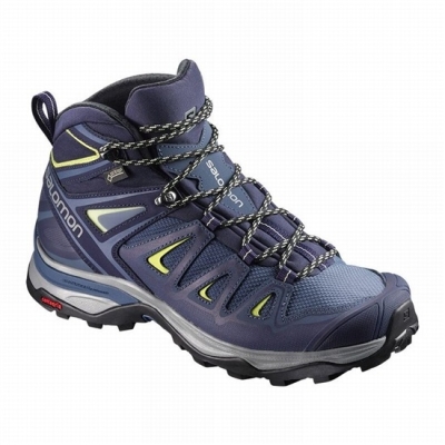 Women's Salomon X ULTRA 3 MID GORE-TEX Hiking Boots Blue | US-CVHB109