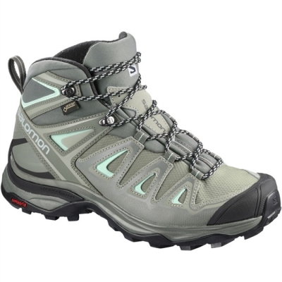 Women's Salomon X ULTRA 3 MID GTX W Hiking Shoes Grey | US-ZFMR179