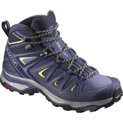 Women's Salomon X ULTRA 3 WIDE MID GTX W Hiking Shoes Deep Blue | US-ZHVX508