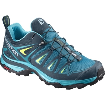 Women's Salomon X ULTRA 3 W Hiking Shoes Navy / Turquoise | US-DYKM725