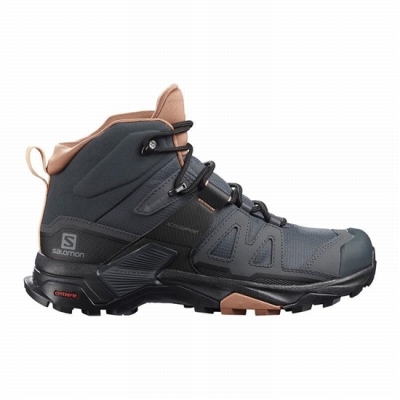 Women's Salomon X ULTRA 4 MID GORE-TEX Hiking Boots Dark Grey / Cream | US-CQYH081